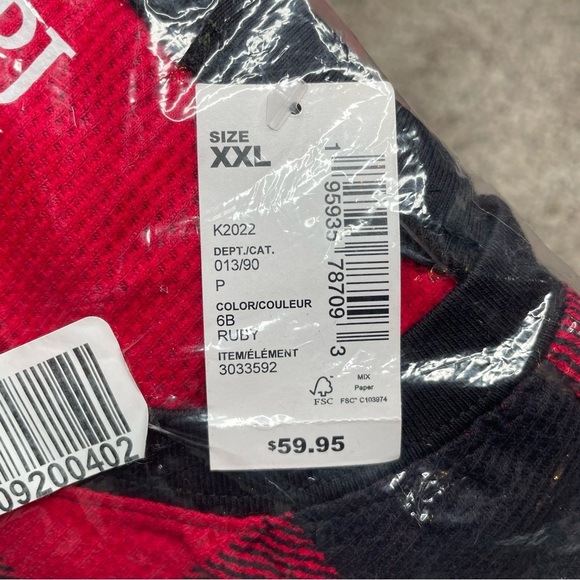 PJ Place Men’s Red Black Thermal Buffalo Plaid Cotton Pajama Set XXL NWT - Picture 5 of 5